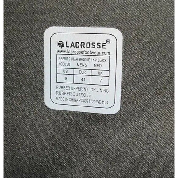 Lacrosse Mens Z Series Utah Brogue II 14" Overshoe Sz‎ 8 Black Work Shoe NWOT - Picture 7 of 7